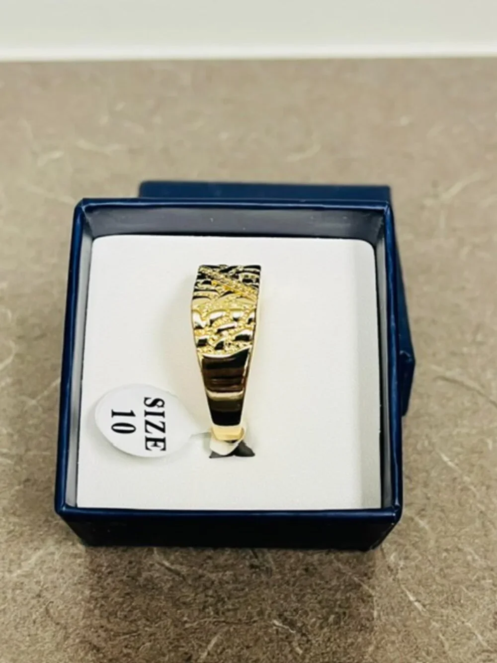 14 KT GOLD PLATED DESIGNER DIAMOND NUGGET RING SIZES 10